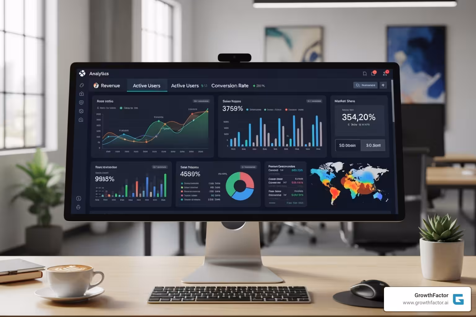 a sophisticated analytics dashboard showing various metrics - Foot traffic analytics platform
