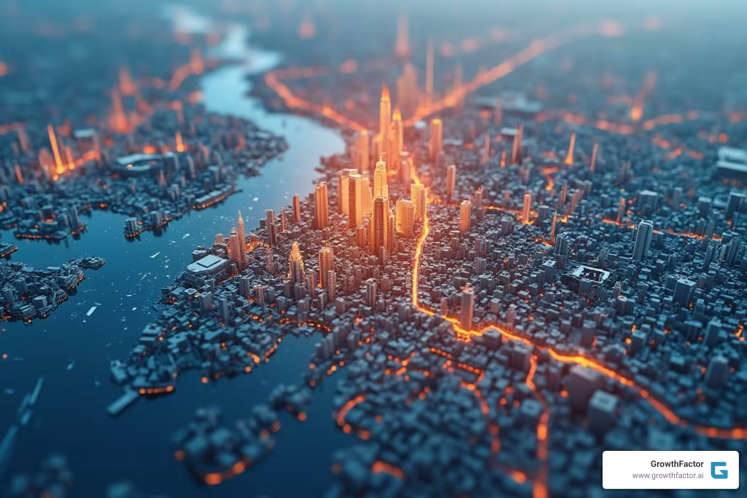 Digital map with data overlays showing potential development sites - AI for property development