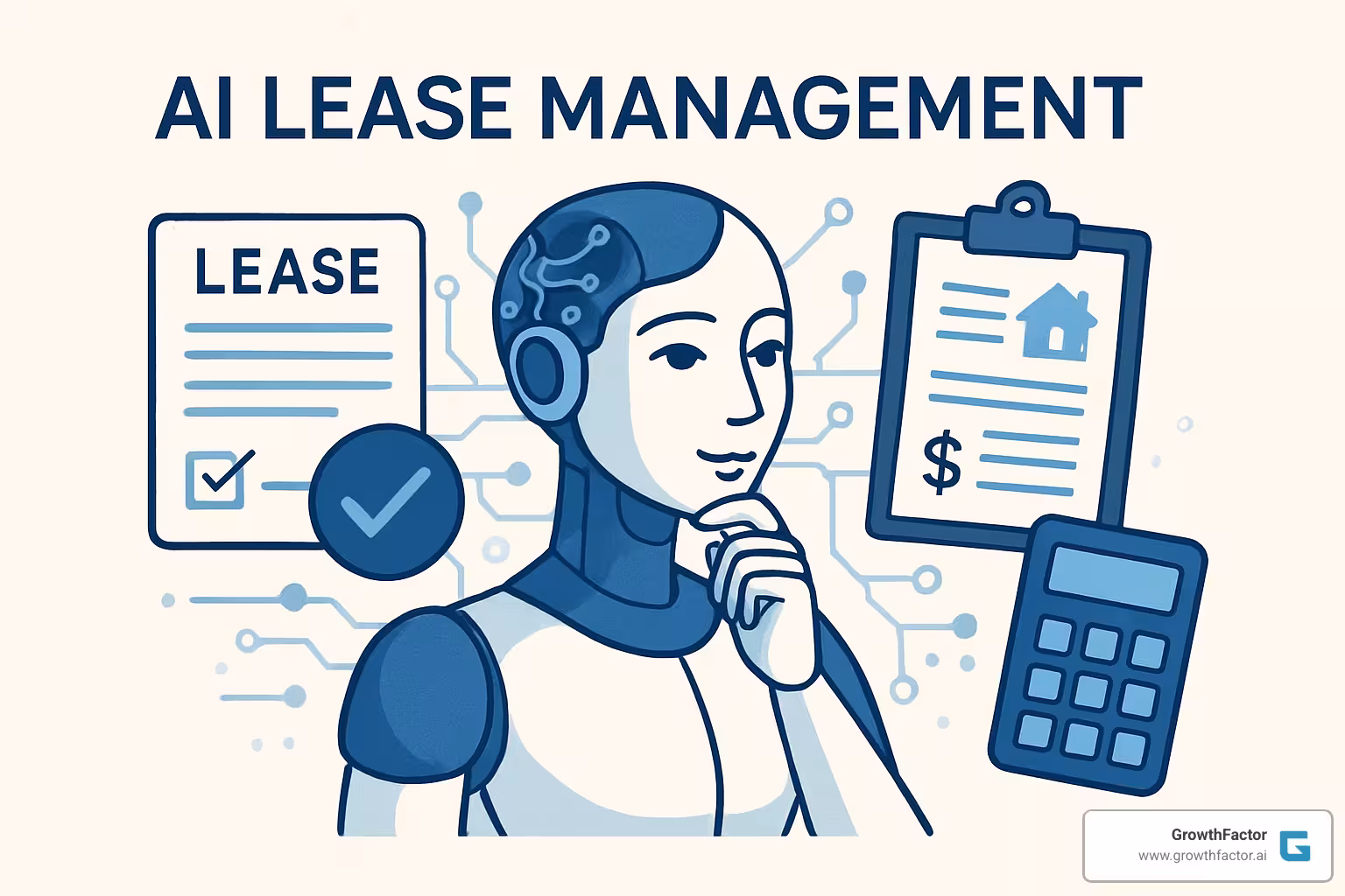 Connected software ecosystem showing AI lease management integrating with accounting, property management, and analytics systems - AI lease management