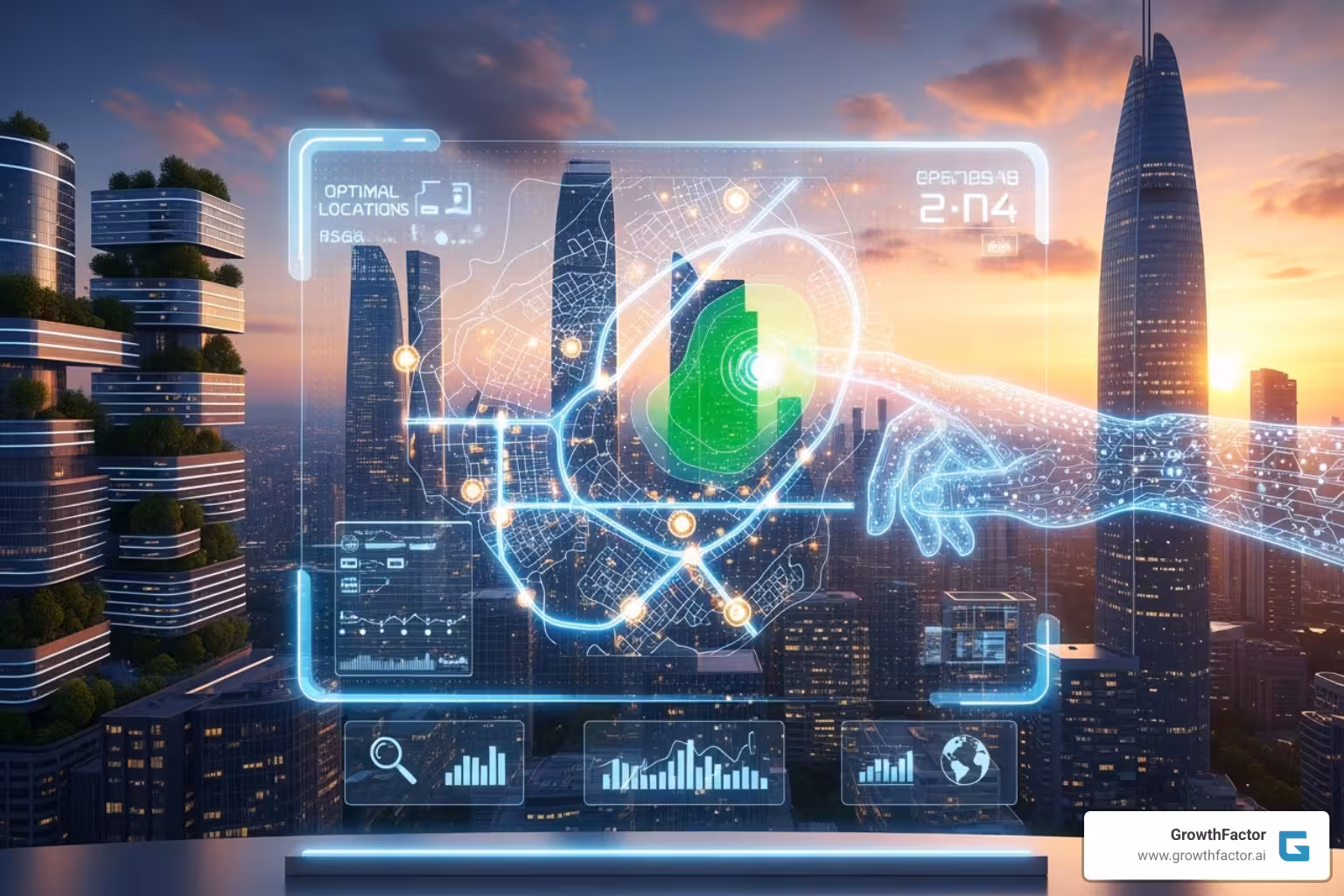 Graph forecasting sales potential for three different locations - AI for site selection