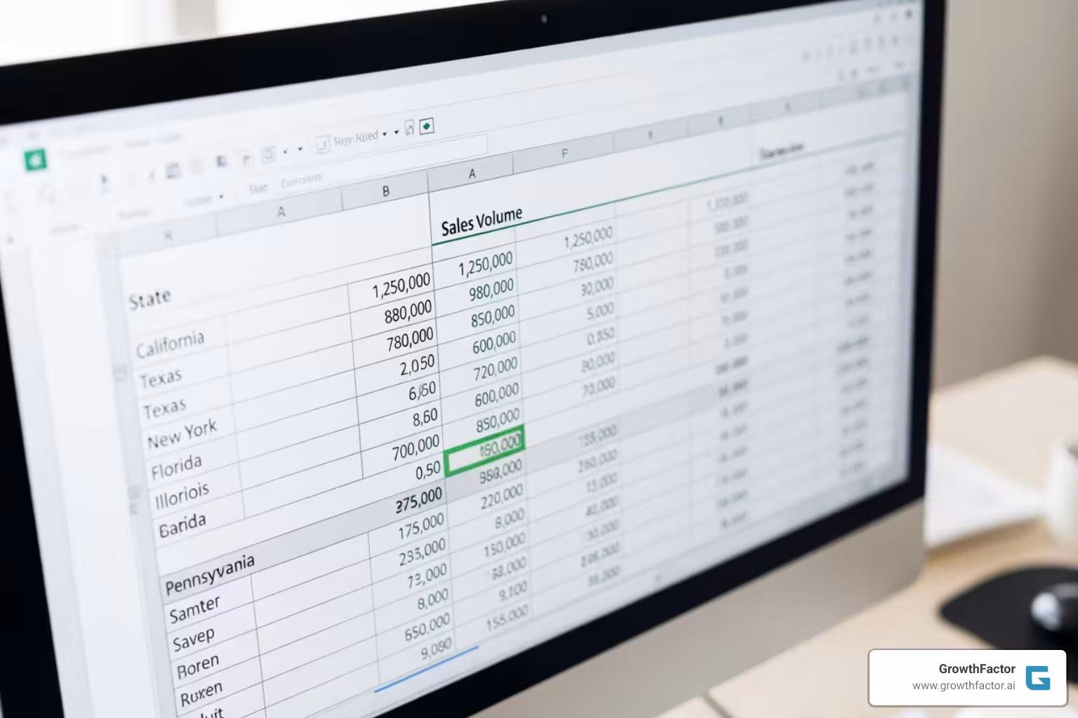 Excel table showing sales data by state - how to create a territory map in excel