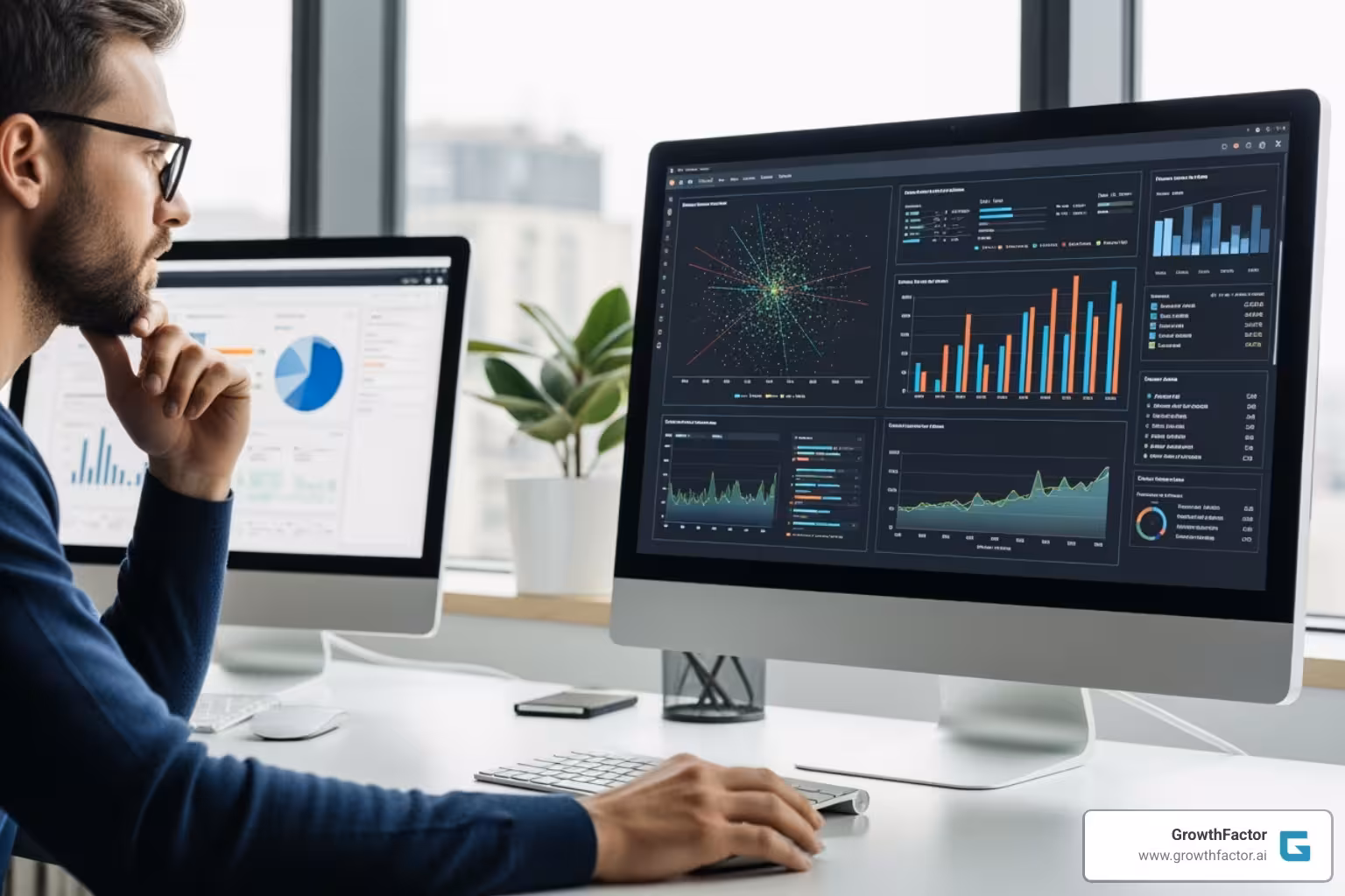analyst reviewing a predictive model on a screen - real estate data insights