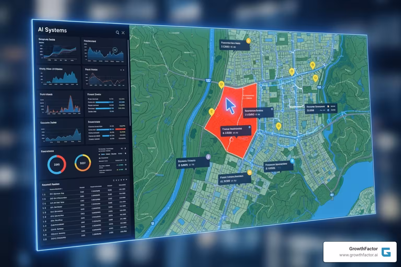 AI analyzing a property map and identifying features - Real estate intelligence