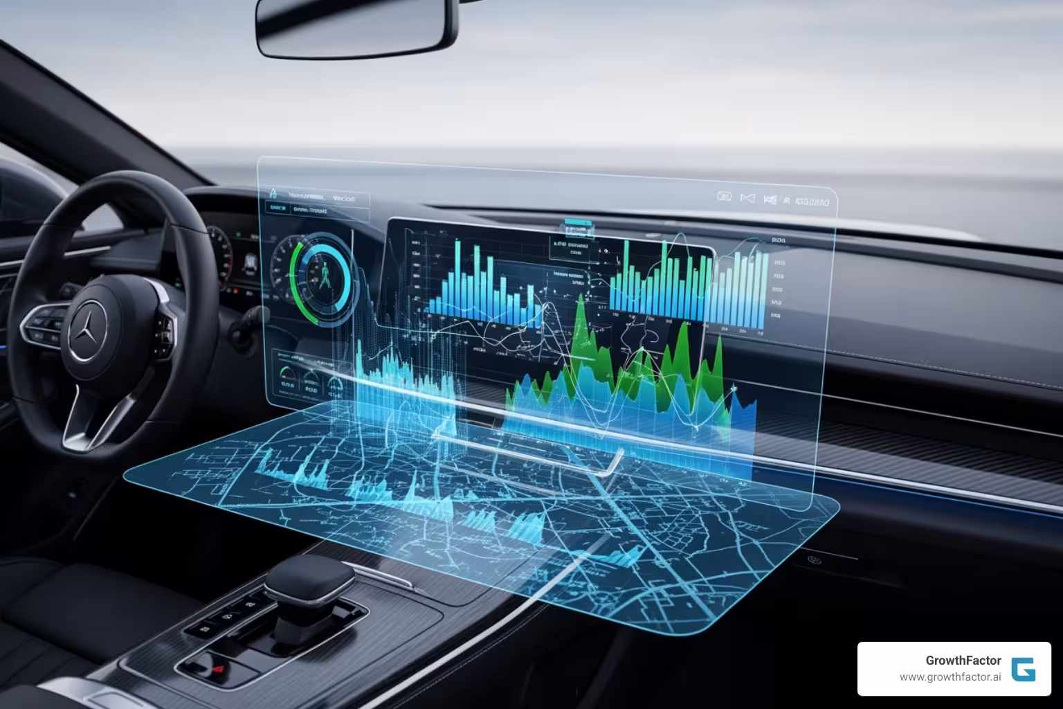 A futuristic dashboard displaying predictive foot traffic analytics with holographic charts and trend lines - Real-time foot traffic