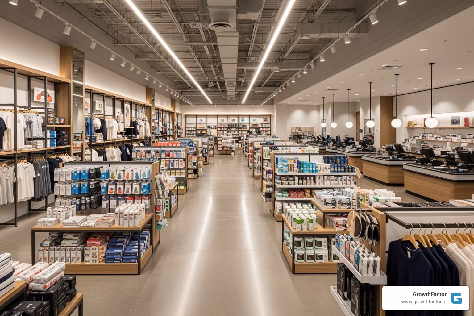 Modern, well-designed retail store interior with clear customer flow - retail market research