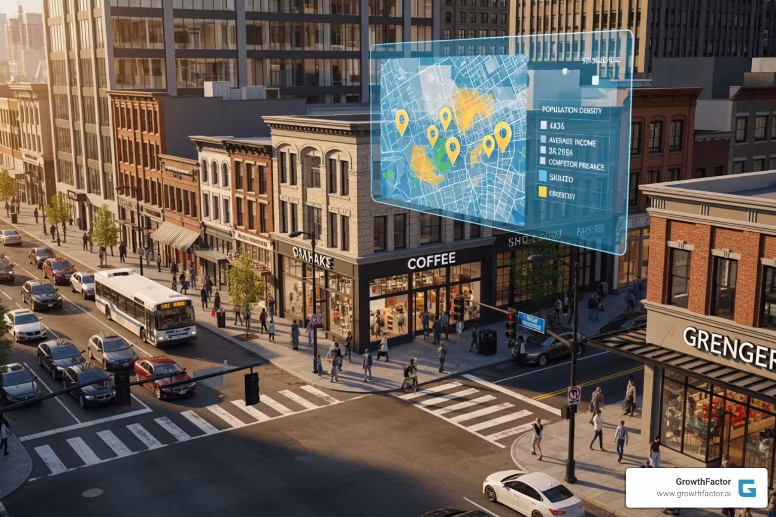 image of a tablet displaying a map with data overlays and analytics - how to choose a retail store location