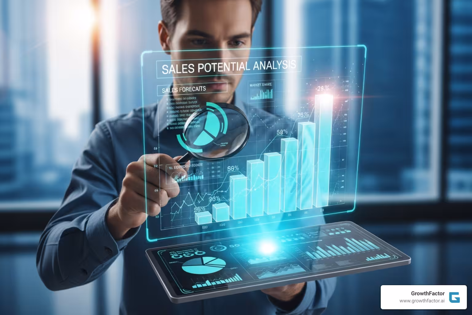 business intelligence dashboard showing sales metrics - Sales potential analysis