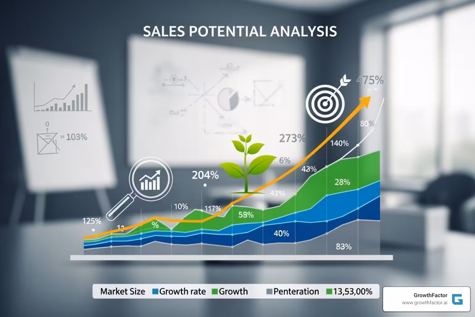 image of a flowchart showing the steps for both top-down and bottom-up calculation methods - Sales potential analysis