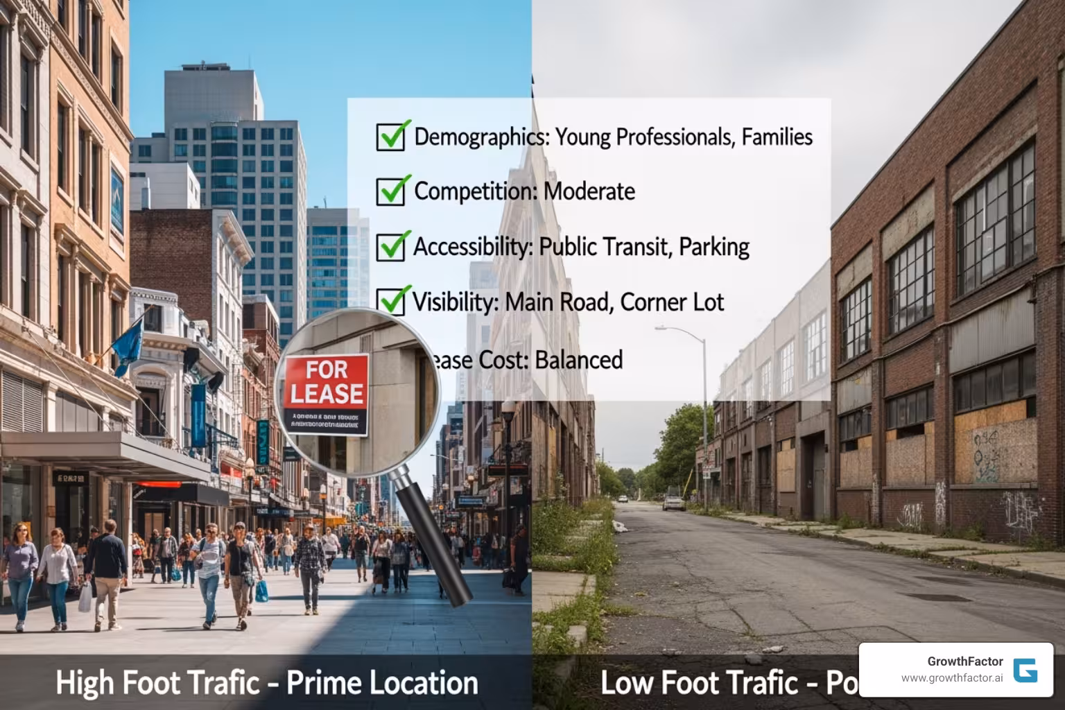 GrowthFactor's AI software dashboard - store site selection criteria